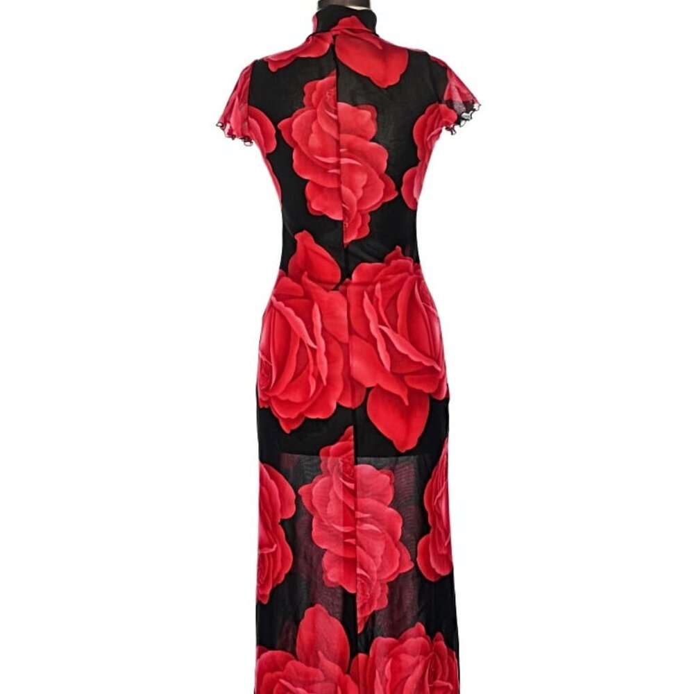 Vintage made in the USA Y2K Red Roses dress, Medium - Picture 3 of 8